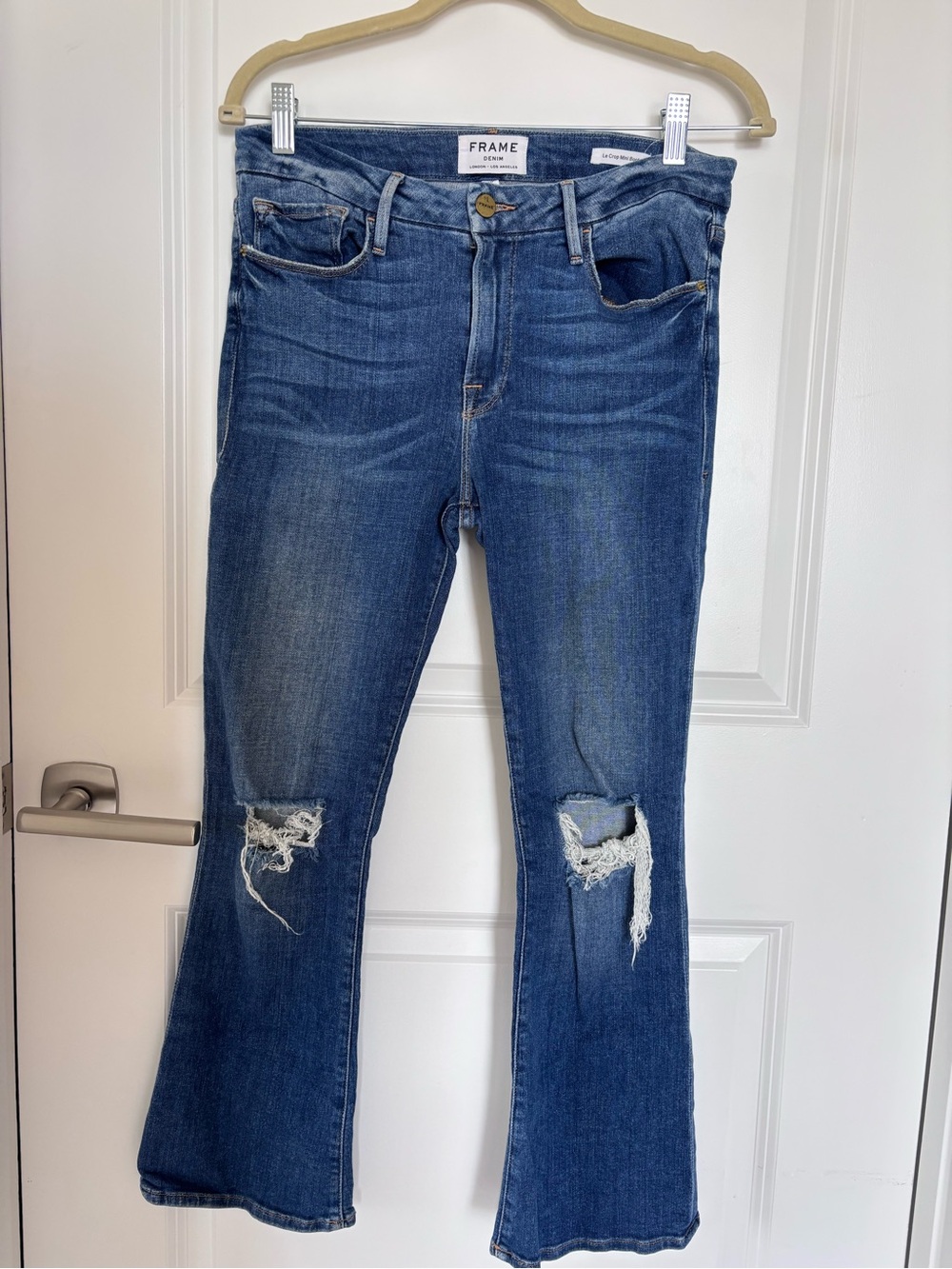Frame Denim le Crop Mini Boot Distressed